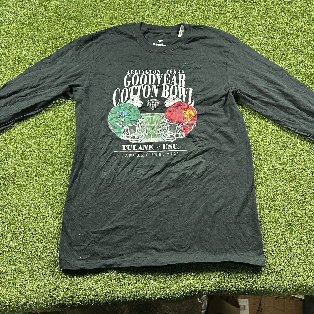 Goodyear Cotton Bowl Tulane vs USC Fanatics Medium Black Long Sleeve NWOT